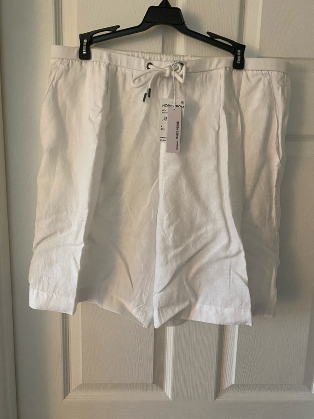 James Perse White Drawstring Athletic Linen Shorts